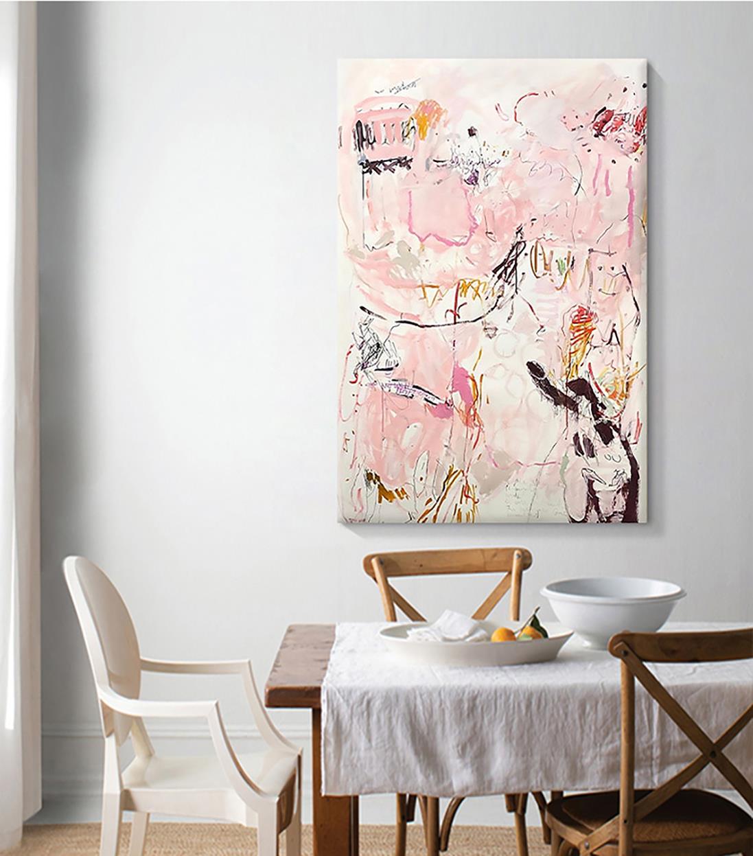 ピンクの抽象的なモダンな壁アート ミニマリズム テクスチャ油絵